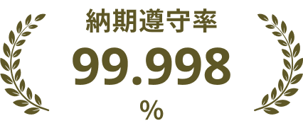 納期遵守率99.998%