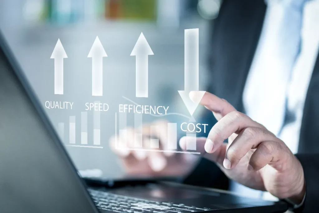 Performance-concept-of-increase-quality,-speed,-efficiency-and-reduce-cost.-Efficiency-Business-Concept.-Business-performance-management-and -improvement