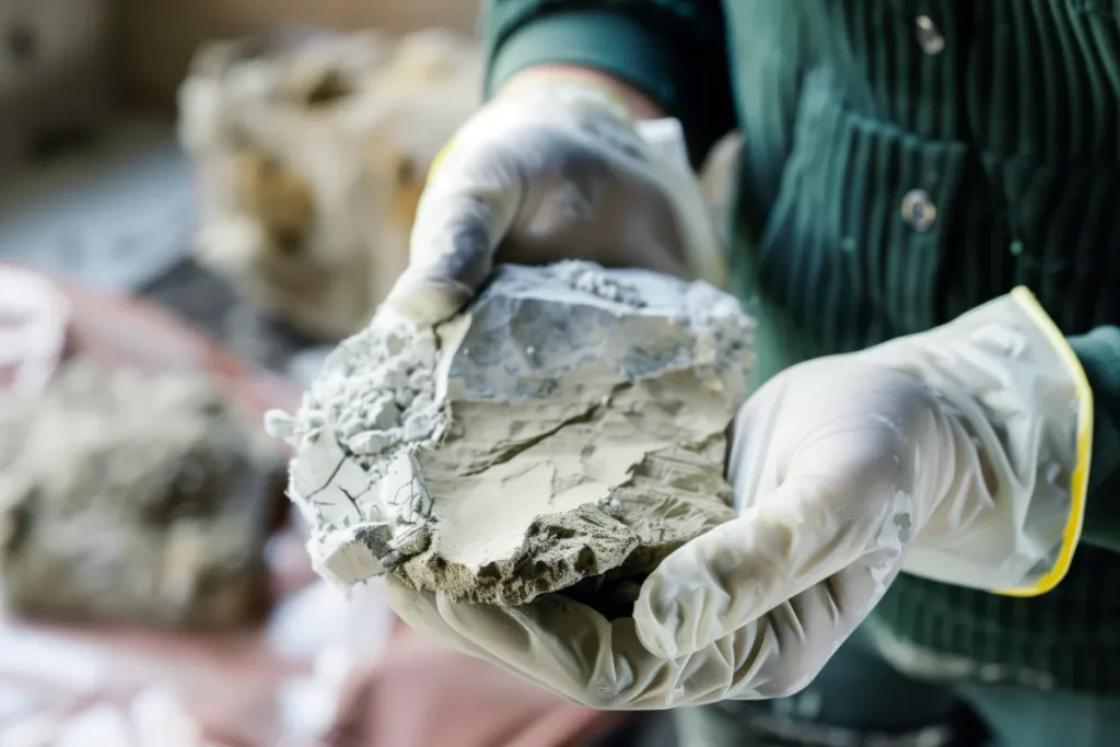 a-person-wearing-gloves-is-holding-a-sample-of-asbestos