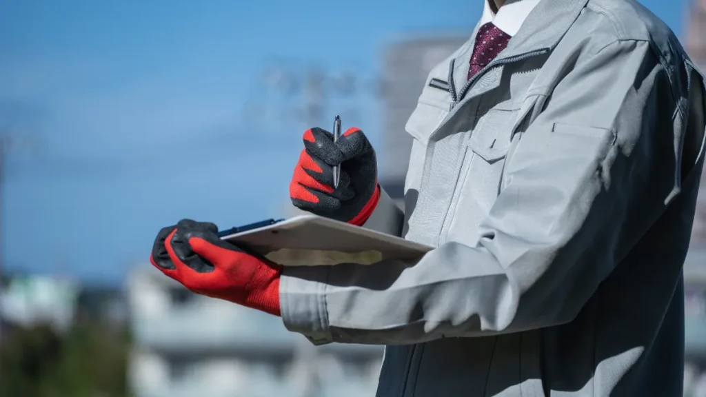 Contsruction-worker-conducting-inspection-or-checks-for-asbestos-survey